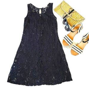 Halo Women’s Black Lace Mini Dress Size Small Coverup Whimsigoth Romantic Floral